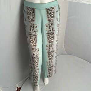 BCBG Joan Aquamist woven wide leg pants